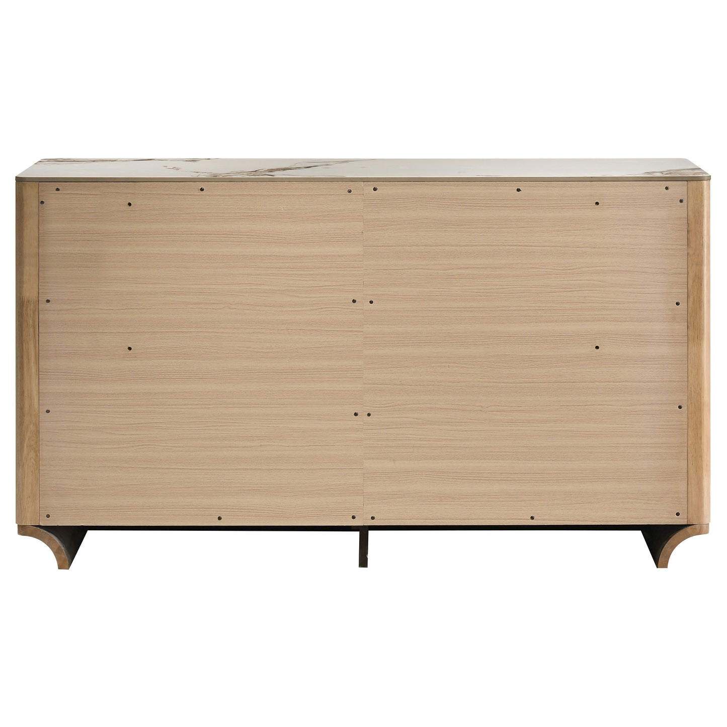 Leanne 6-drawer Sinter Stone Top Dresser Cabinet Light Oak 223133