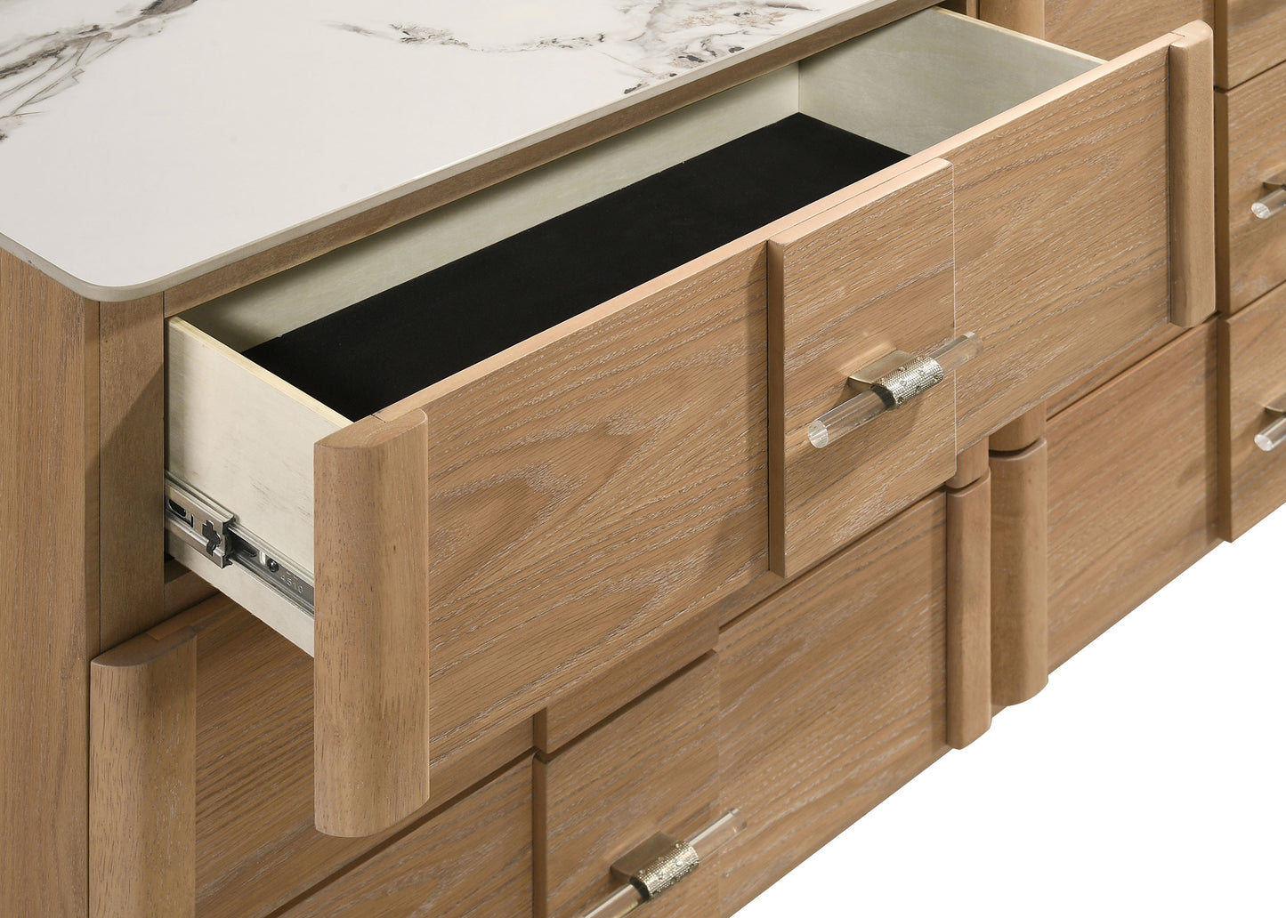 Leanne 6-drawer Sinter Stone Top Dresser Cabinet Light Oak 223133