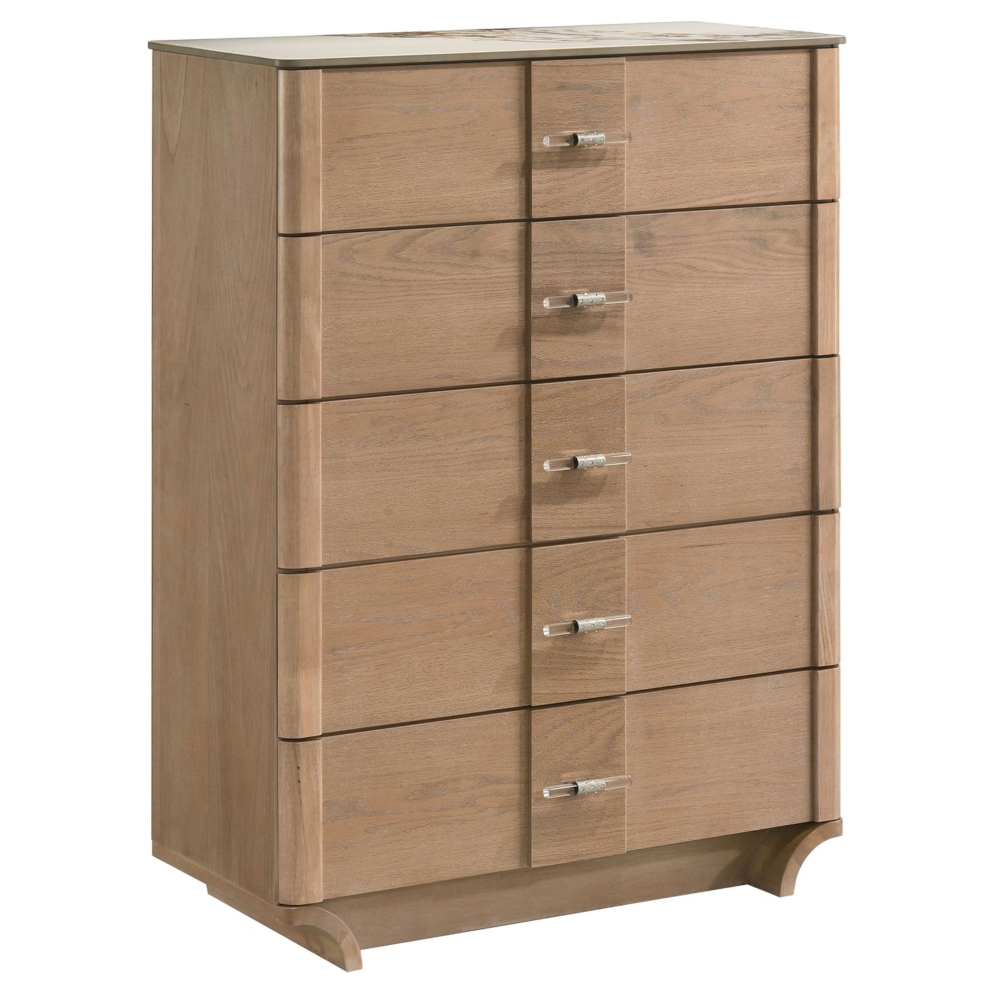 Leanne 5-drawer Sinter Stone Top Chest of Drawers Light Oak 223135