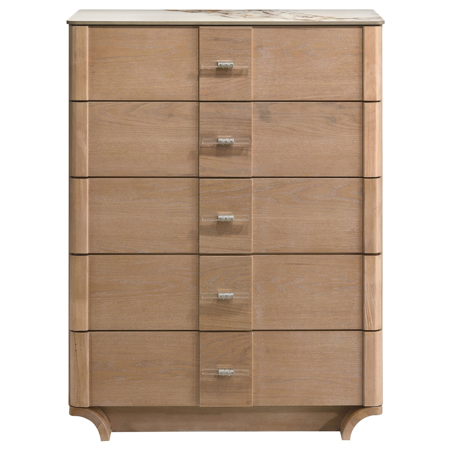 Leanne 5-drawer Sinter Stone Top Chest of Drawers Light Oak 223135
