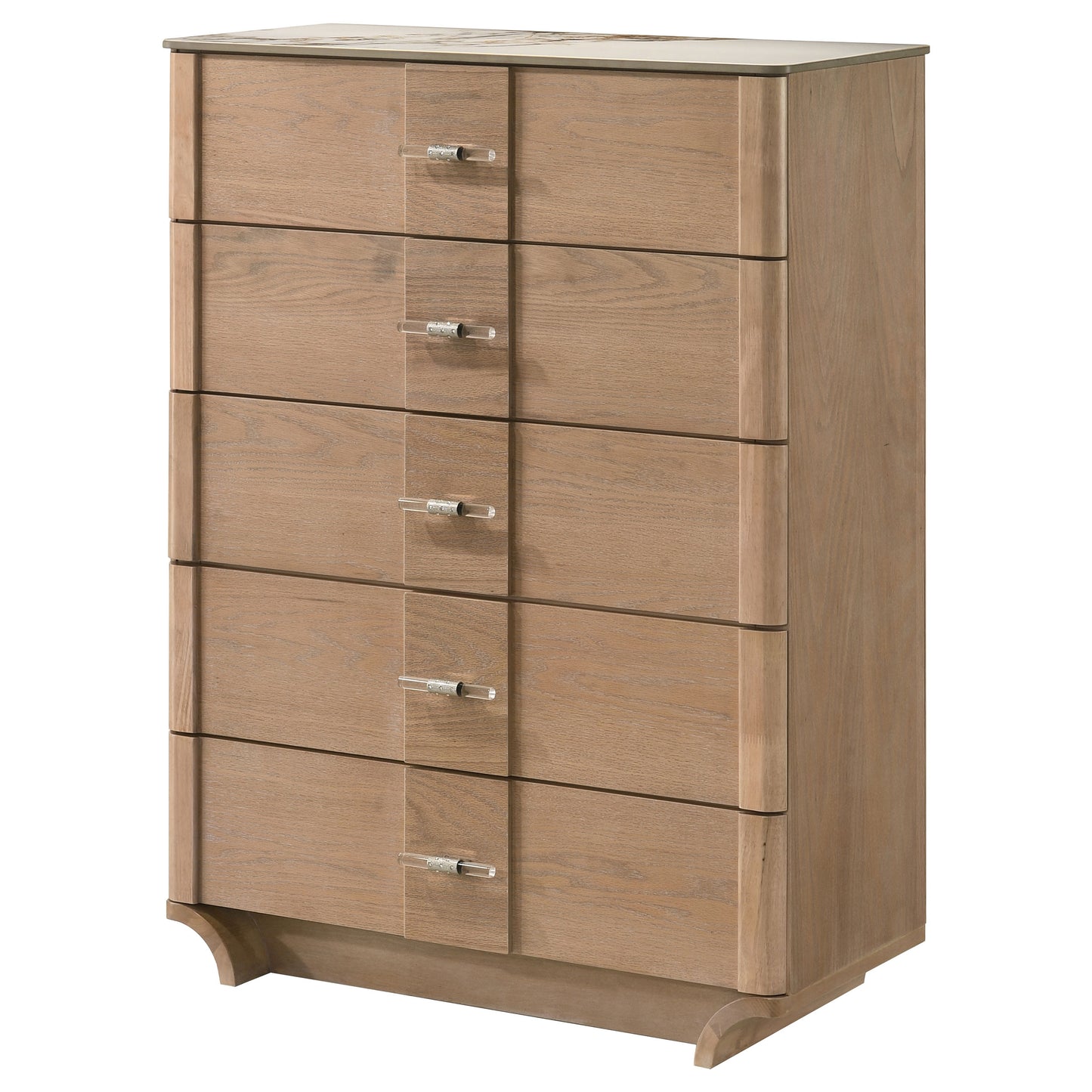 Leanne 5-drawer Sinter Stone Top Chest of Drawers Light Oak 223135