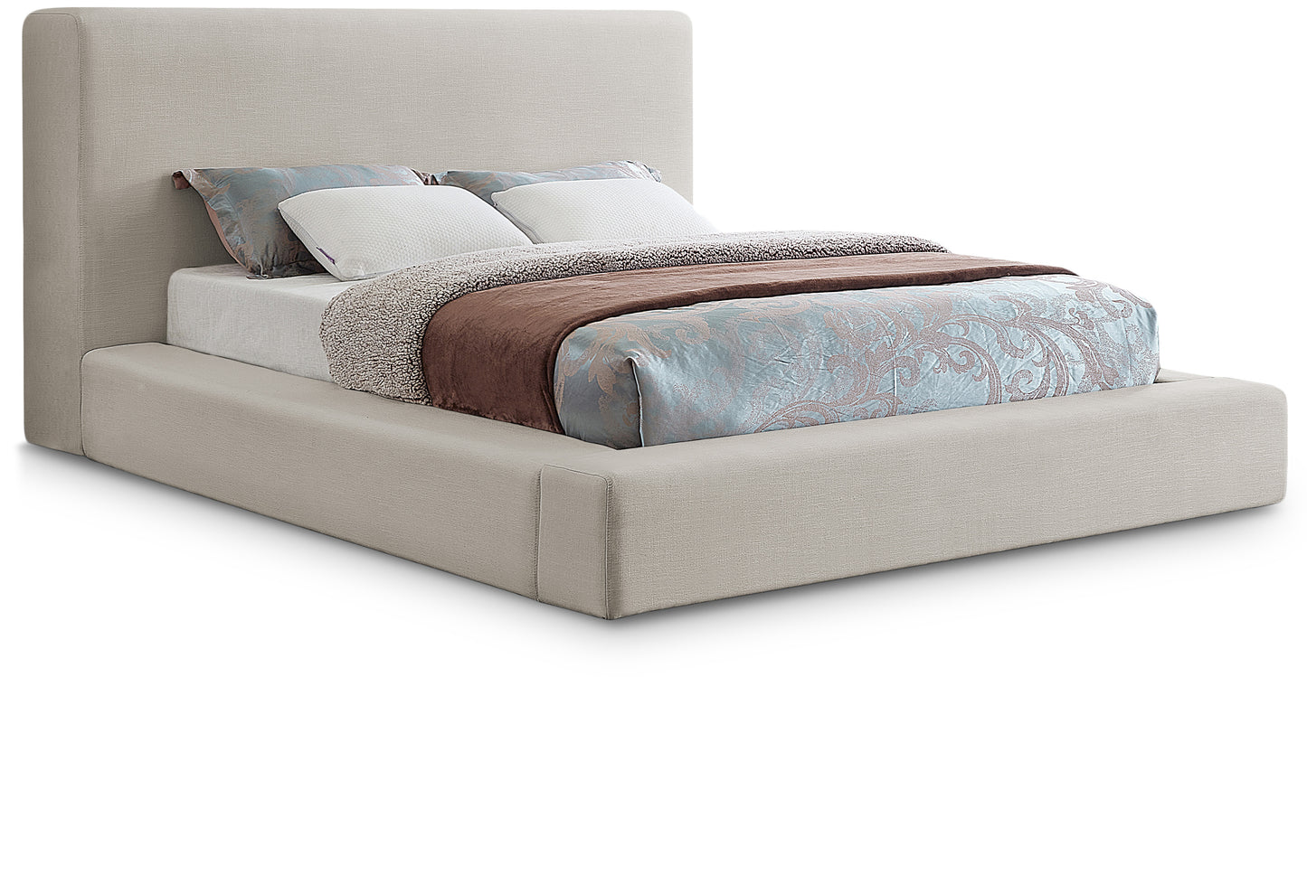 Devin Linen Textured Fabric Bed SKU: DevinBeige-F