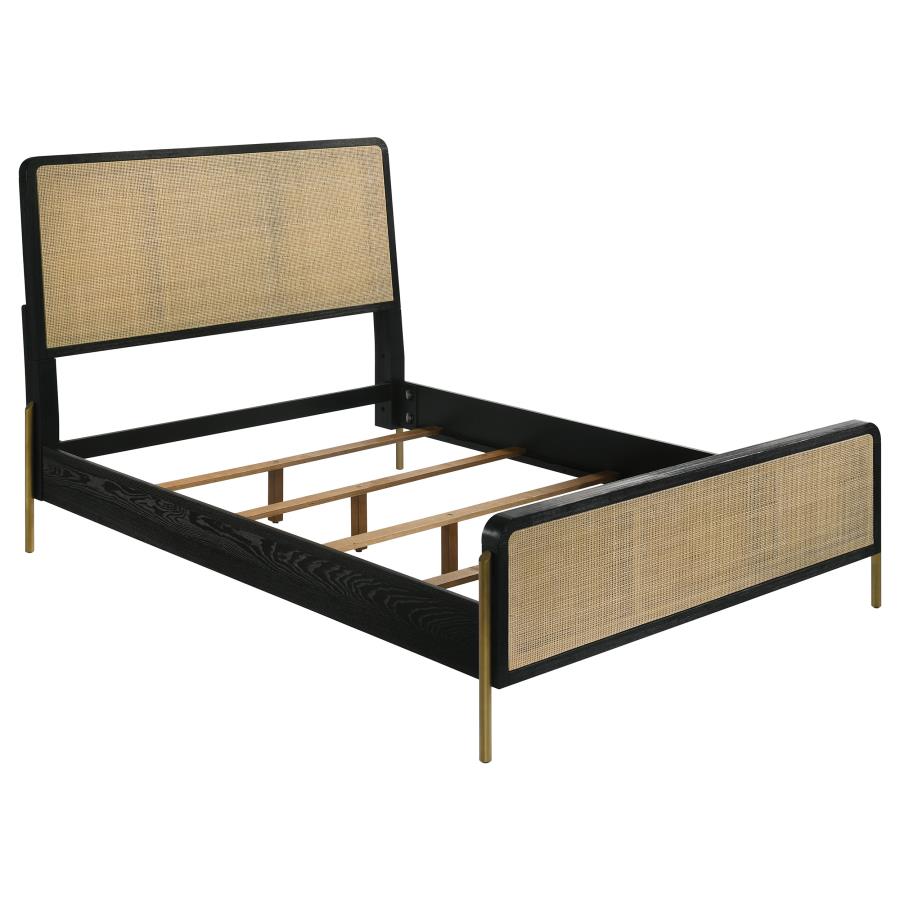 Arini 56-inch Panel BedCalifornia King 224331KWC, Eastern King 224331KE, and Queen 224330Q, Colors: Cream & Black, Black & Grey, Black & Natural - Venini Furniture 