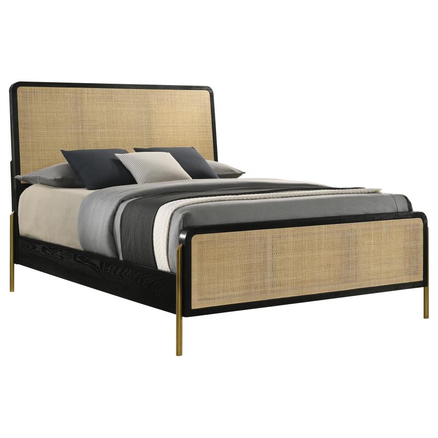 Arini 56-inch Panel BedCalifornia King 224331KWC, Eastern King 224331KE, and Queen 224330Q, Colors: Cream & Black, Black & Grey, Black & Natural - Venini Furniture 