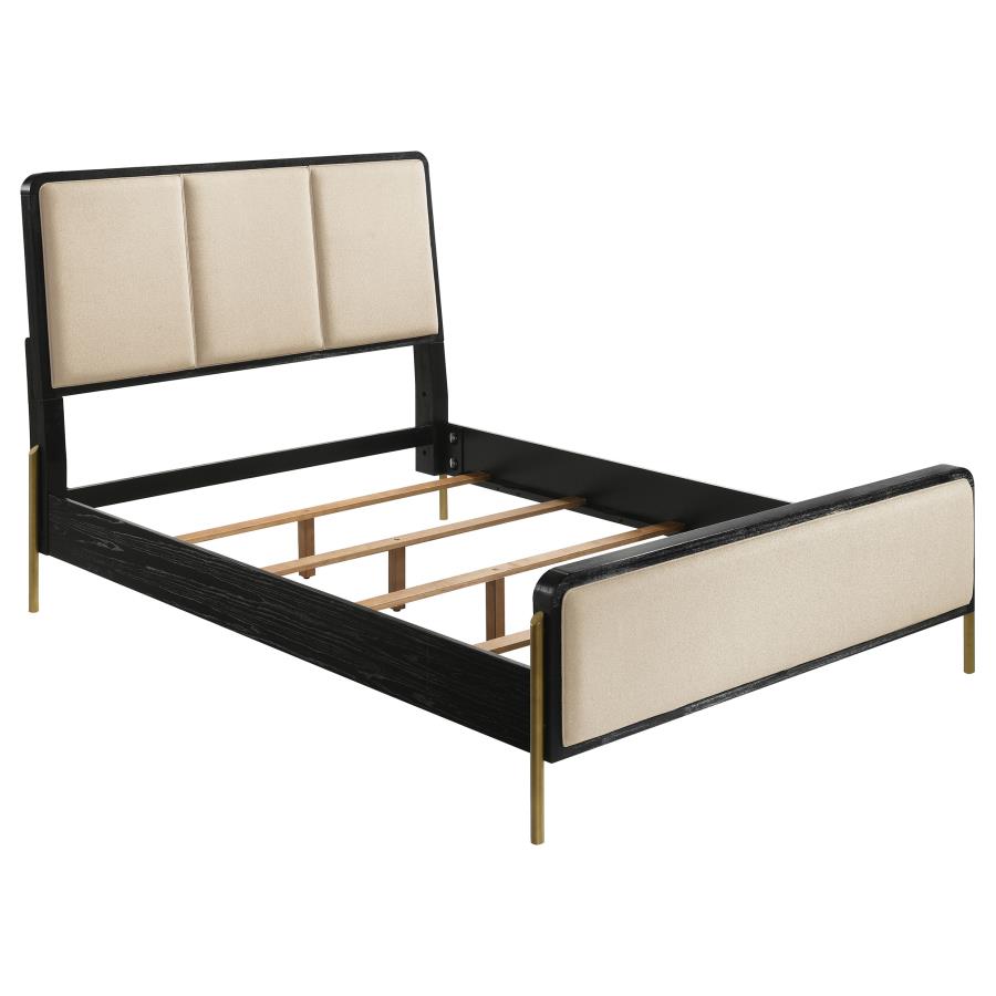 Arini 56-inch Panel BedCalifornia King 224331KWC, Eastern King 224331KE, and Queen 224330Q, Colors: Cream & Black, Black & Grey, Black & Natural - Venini Furniture 