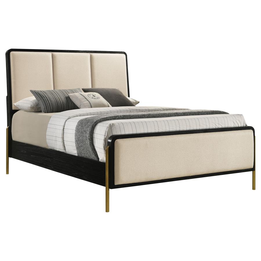 Arini 56-inch Panel BedCalifornia King 224331KWC, Eastern King 224331KE, and Queen 224330Q, Colors: Cream & Black, Black & Grey, Black & Natural - Venini Furniture 