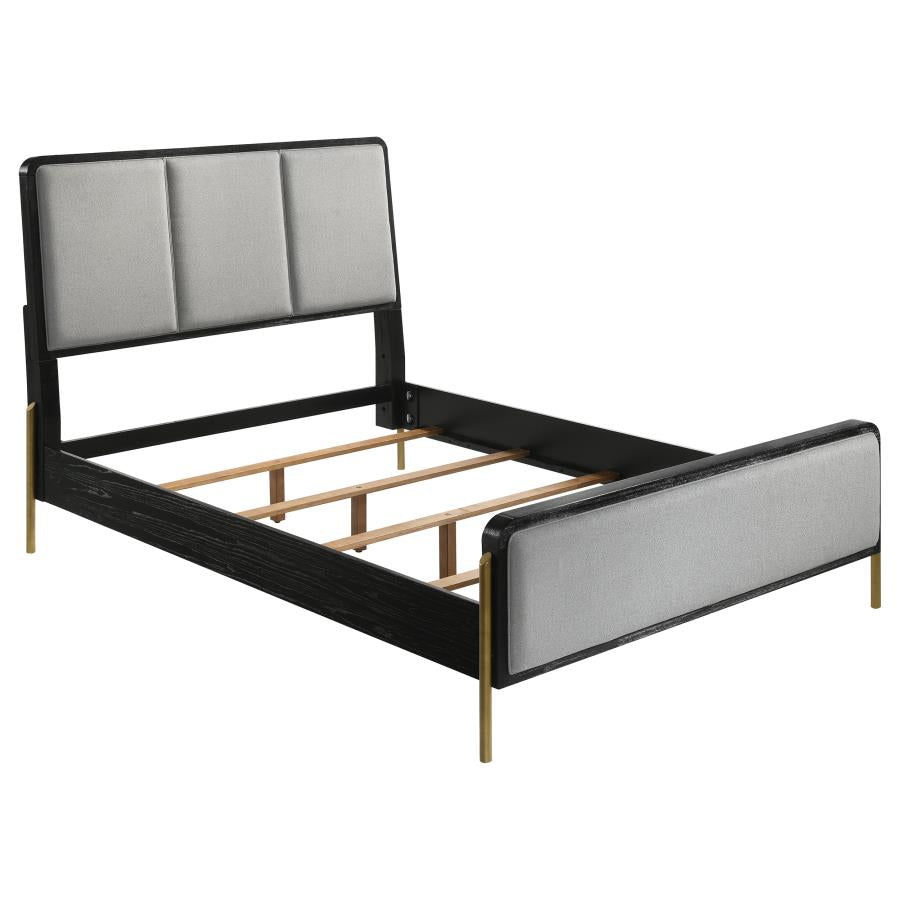 Arini 56-inch Panel BedCalifornia King 224331KWC, Eastern King 224331KE, and Queen 224330Q, Colors: Cream & Black, Black & Grey, Black & Natural - Venini Furniture 
