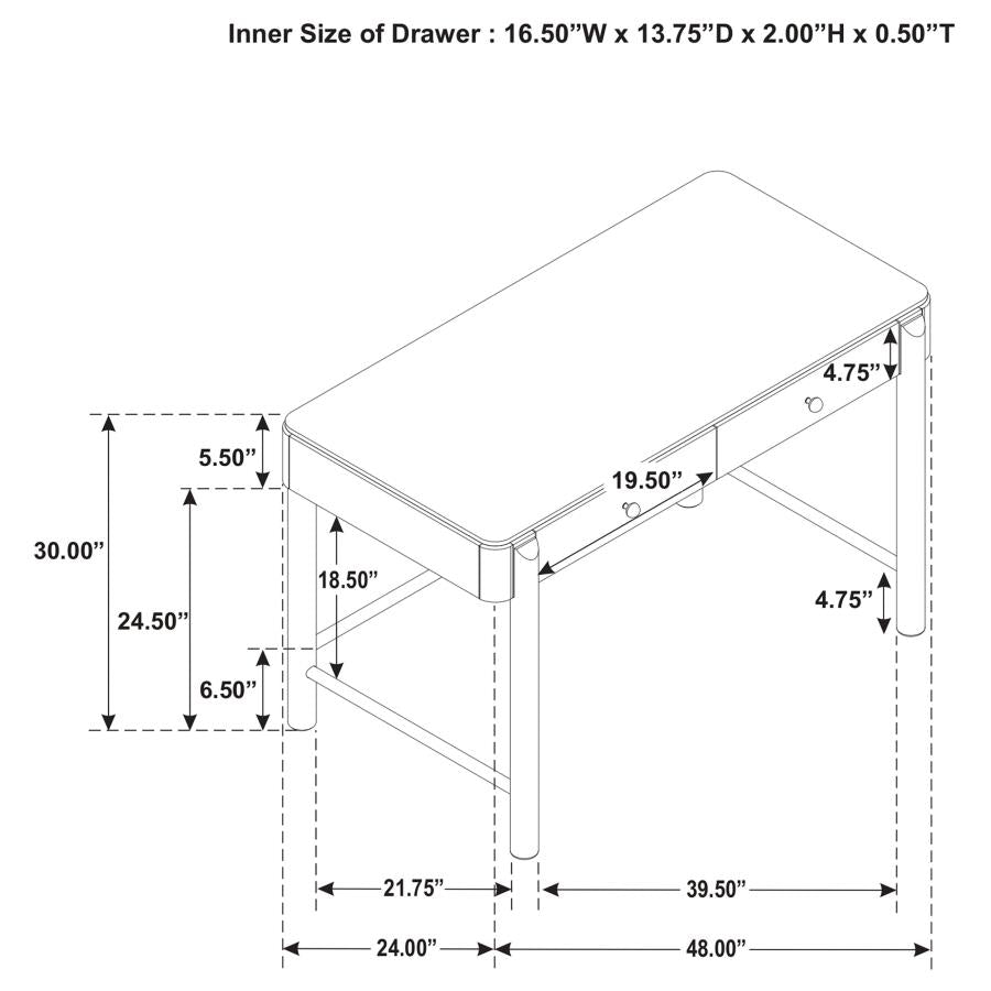 Arini 2-drawer Vanity Desk Makeup Table Black 224337 - Venini Furniture 