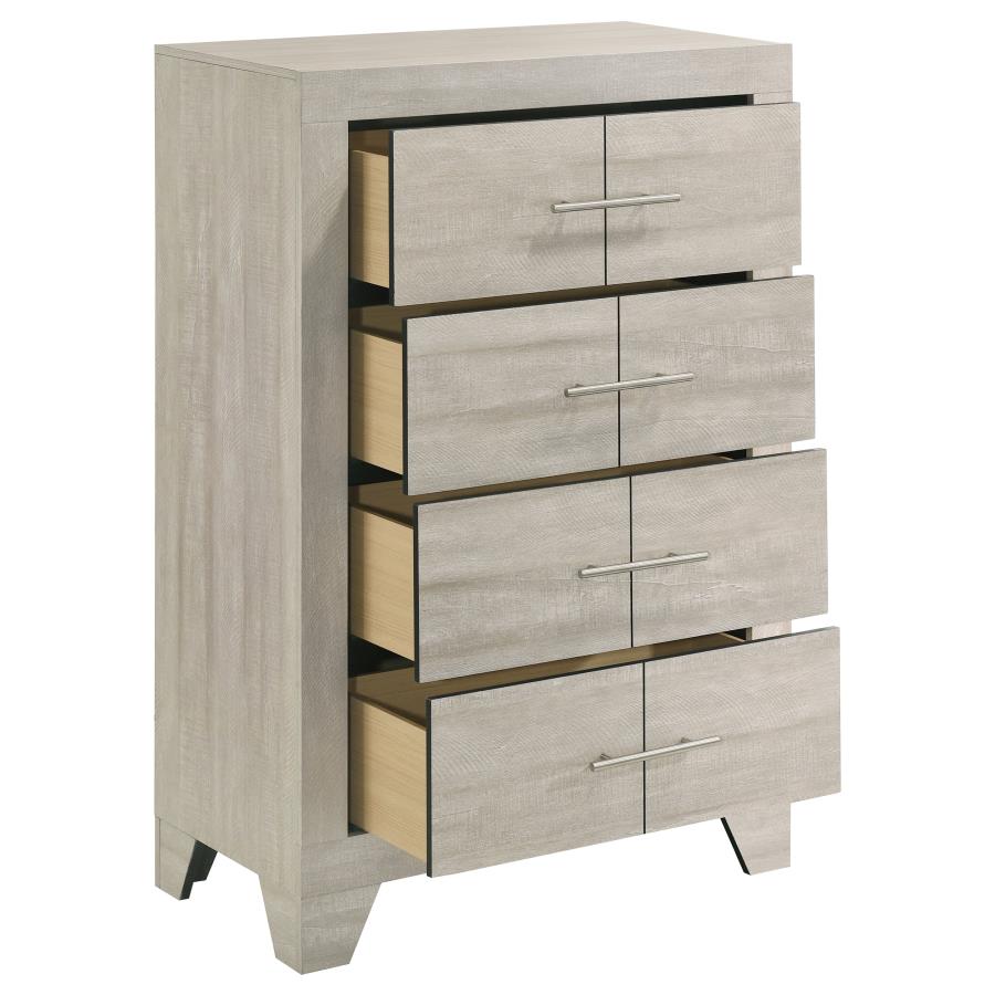 Trenton 4-drawer Bedroom Chest of Drawers Rustic Cream 225065 - Venini Furniture 
