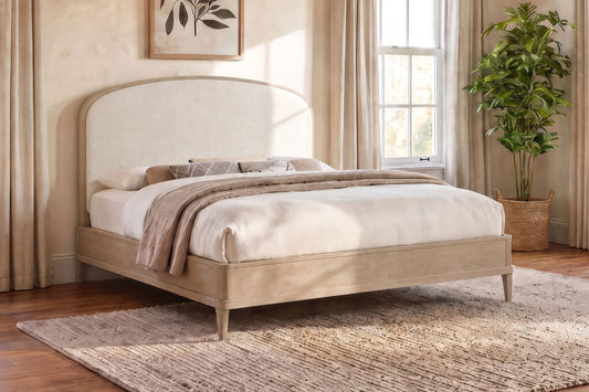 Lucaire  Upholstered Panel Bed Sandstone