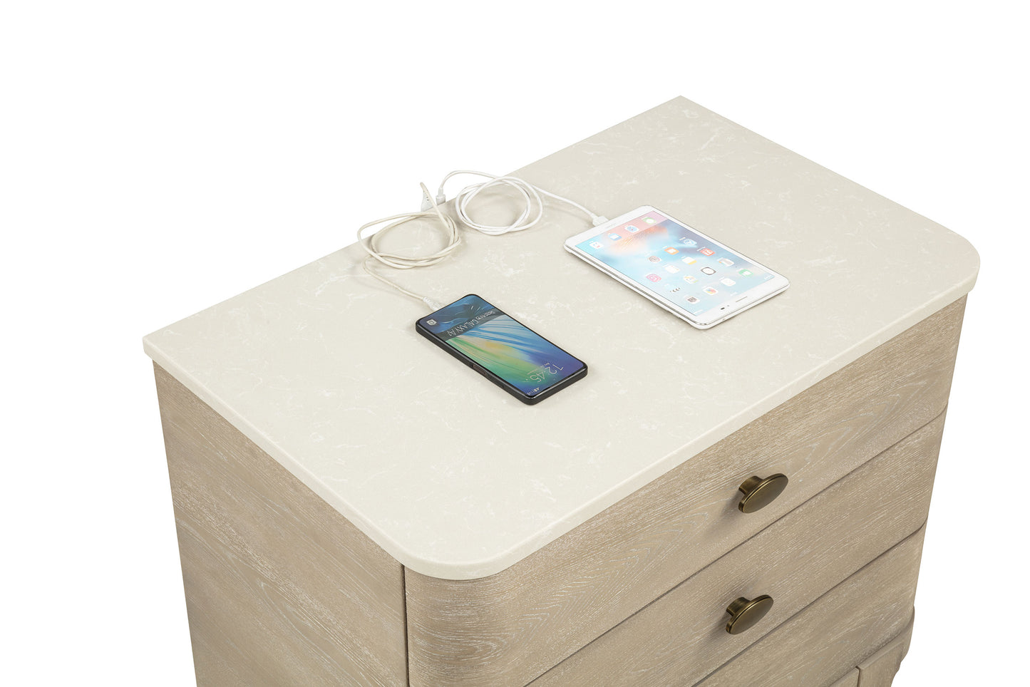 Lucaire 3-drawer Nightstand Bedside Table Sandstone 225182