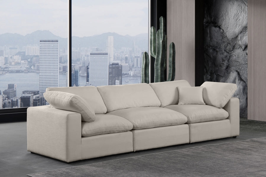 Comfy Linen Textured Fabric Sofa SKU: 187Cream-S119