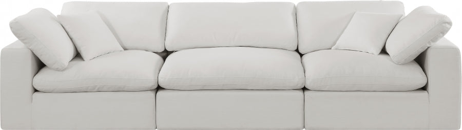 Comfy Linen Textured Fabric Sofa SKU: 187Cream-S119