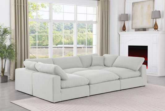 Comfy Linen Textured Fabric Sectional SKU: 187Cream-Sec6C