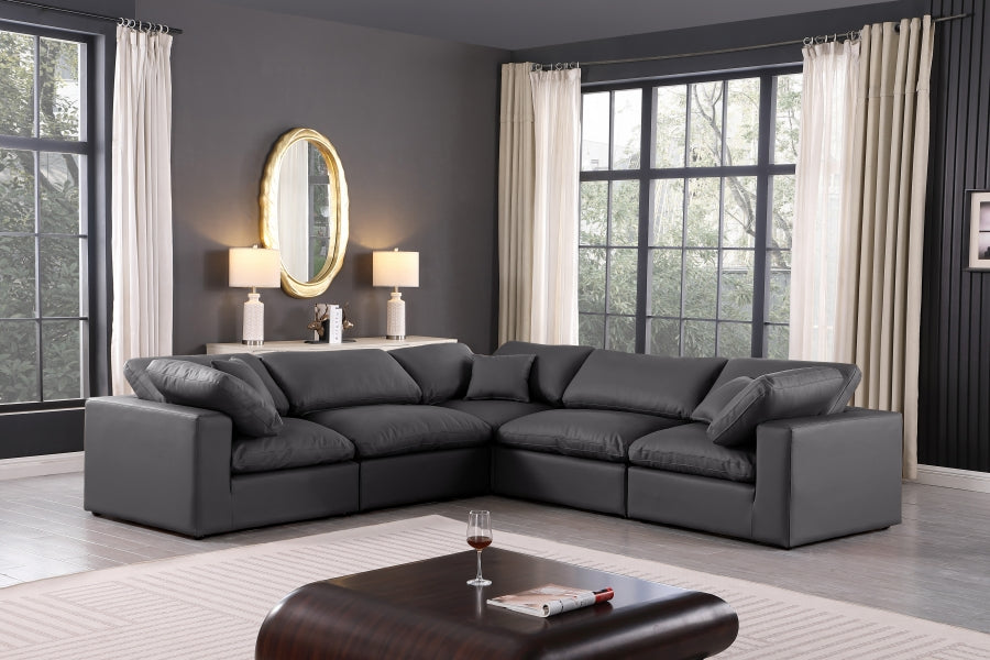 Comfy Faux Leather Sectional SKU: 188Tan-Sec5C