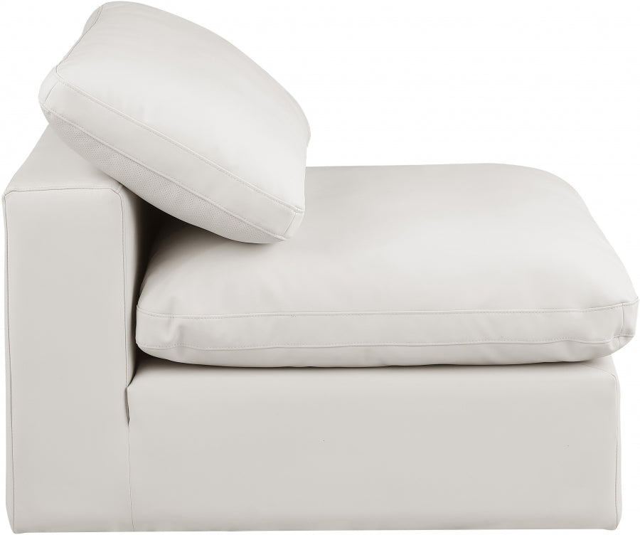 Comfy Faux Leather Armless Chair SKU: 188Cream-Armless