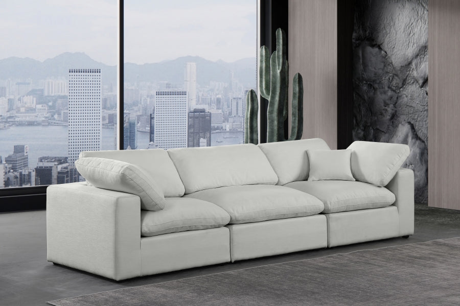 Comfy Linen Textured Fabric Sofa SKU: 187Cream-S119