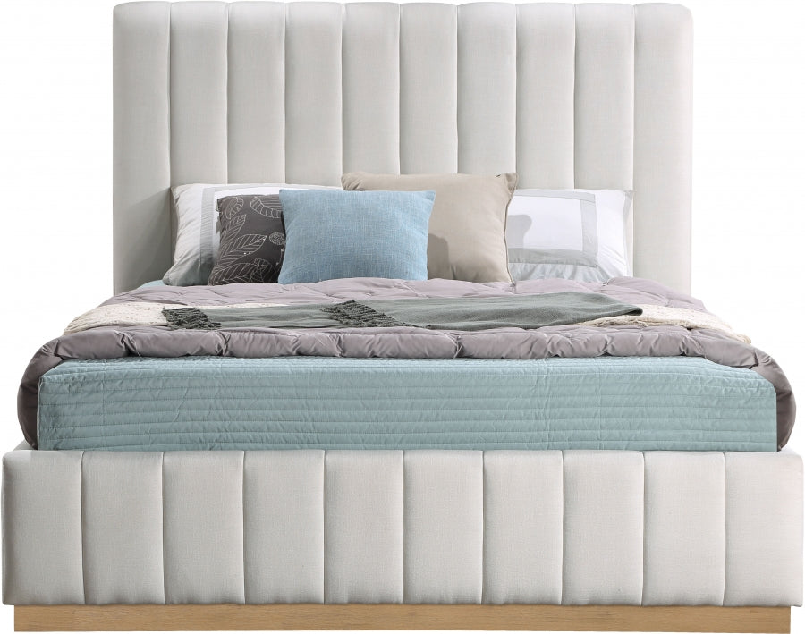 Lucia Linen Textured Fabric Bed SKU: LuciaCream-T