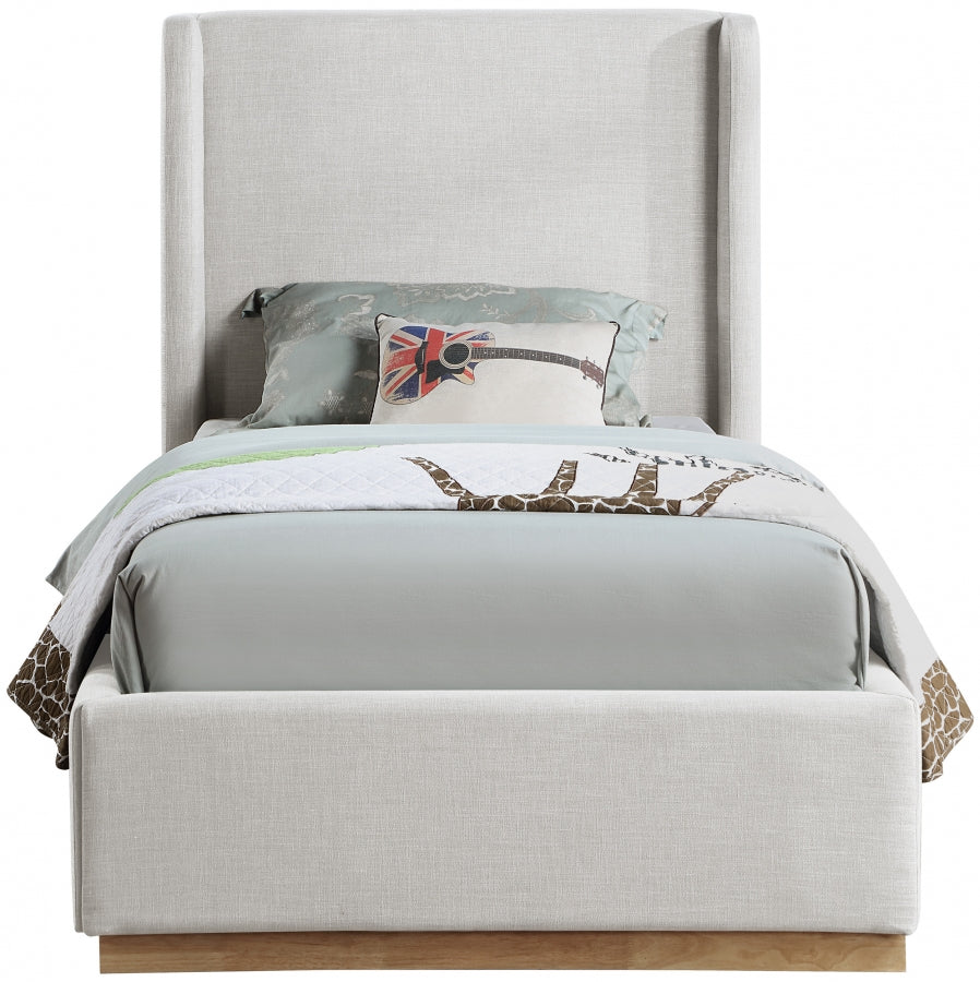 Flynn Linen Textured Fabric Twin Bed SKU: FlynnCream-T