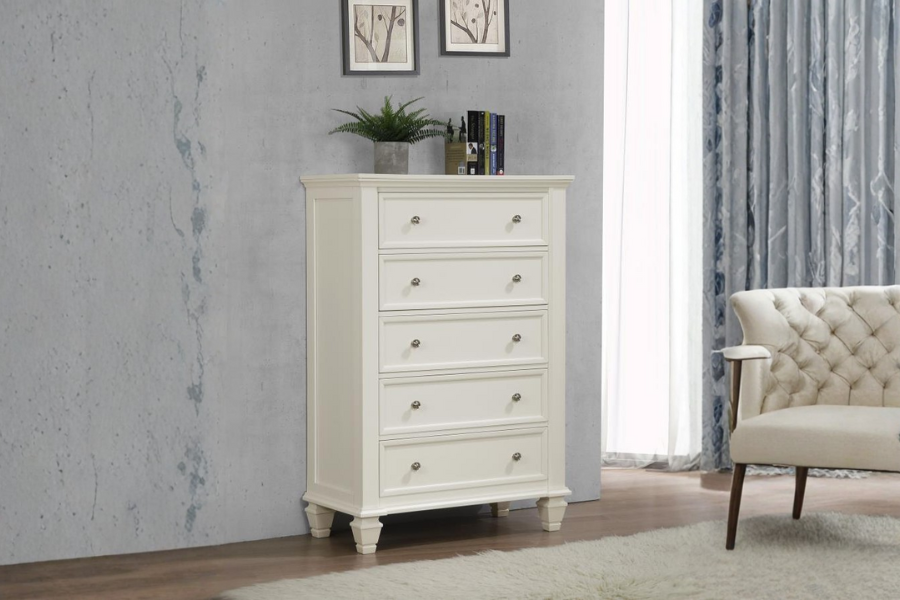 Sandy Beach 5-drawer Bedroom Chest Cream White 201305
