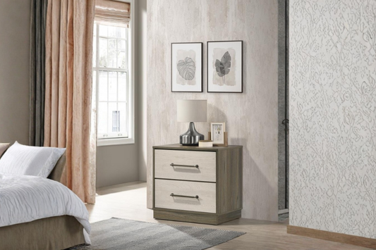 Fenwick 2-drawer Nightstand Bedside Table Grey Oak 224982