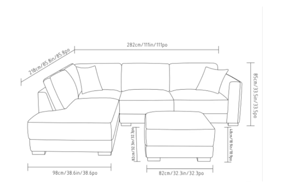 Drayden Fabric Sectional with Ottoman