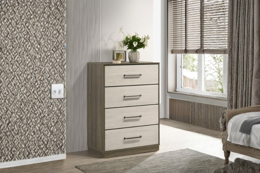 Fenwick 4-drawer Chest of Drawers Grey Oak 224985