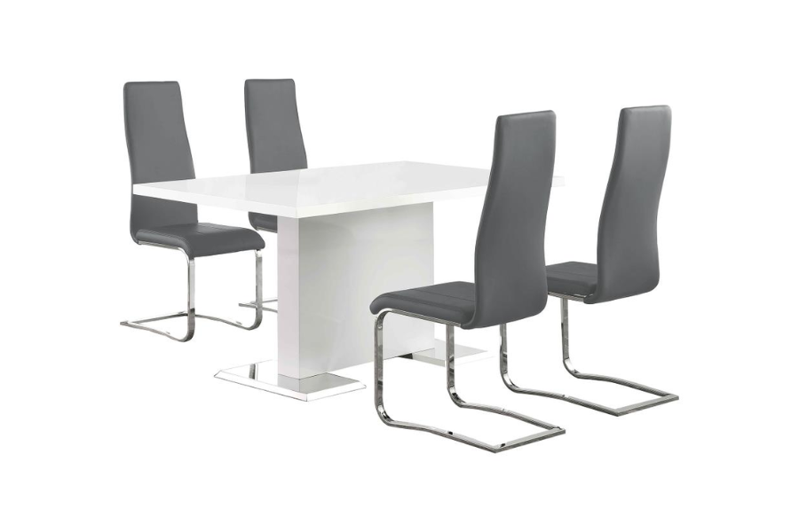 Anges 5-piece Dining Table Set White High Gloss and Grey 102310-S5G