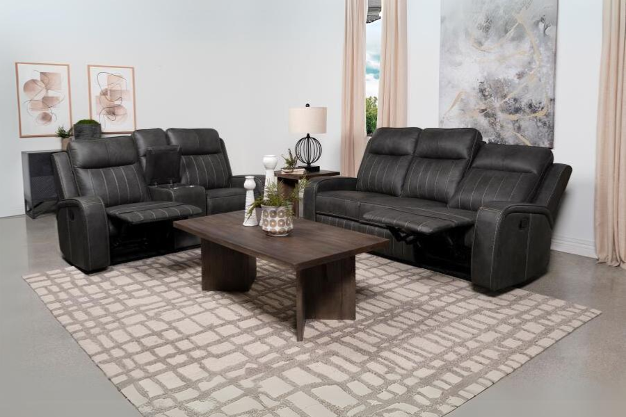 Conjunto de sofá reclinable tapizado de 2 piezas Raelynn gris 603191-S2 