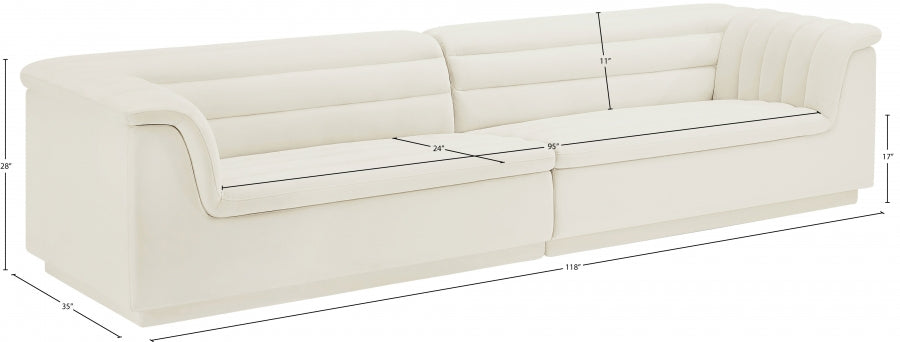 Sofá de terciopelo en cascada SKU: 194Cream-S119