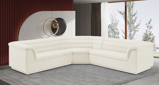 Cascade Velvet Fabric Sectional SKU: 194Cream-Sectional