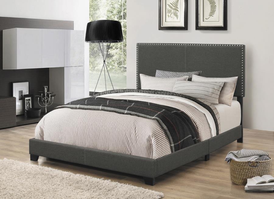Boyd Upholstered Panel Bed Charcoal