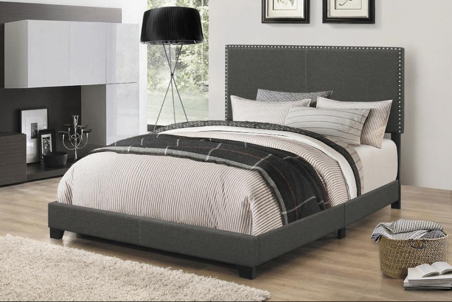 Boyd Upholstered Panel Bed Charcoal