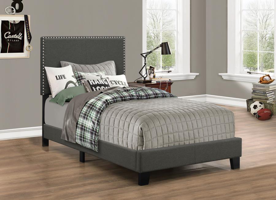 Boyd Upholstered Panel Bed Charcoal