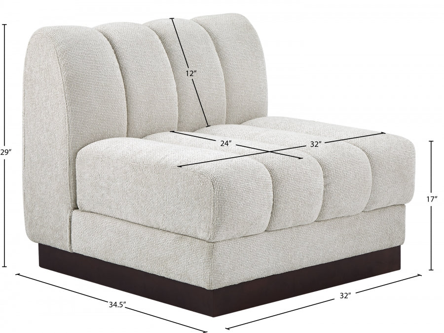 Quinn Chenille Fabric Living Room Chair SKU: 124Cream-Armless