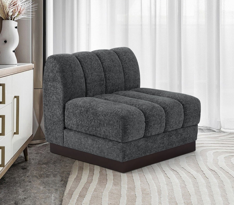 Quinn Chenille Fabric Living Room Chair SKU: 124Cream-Armless