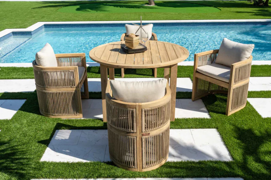 Panama Jack Cabo 5-Piece Barrel Round Dining Set PJO-4401-NAT-5DB