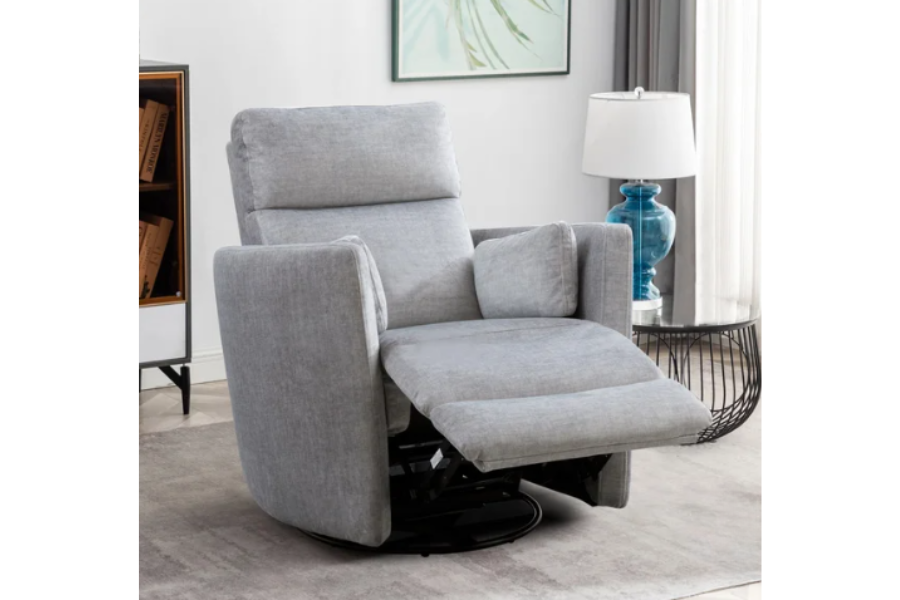 Darcy Fabric Power Swivel Glider Recliner with Power Headrest