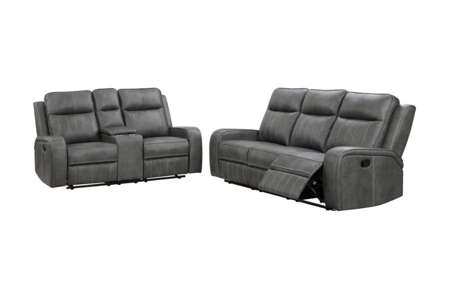 Conjunto de sofá reclinable tapizado de 2 piezas Raelynn gris 603191-S2 