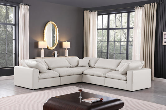 Comfy Faux Leather Sectional SKU: 188Tan-Sec5C