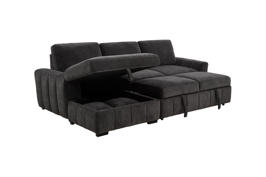 Pastrana Upholstered Sleeper Sectional Sofa LAF Chaise Grey 500349