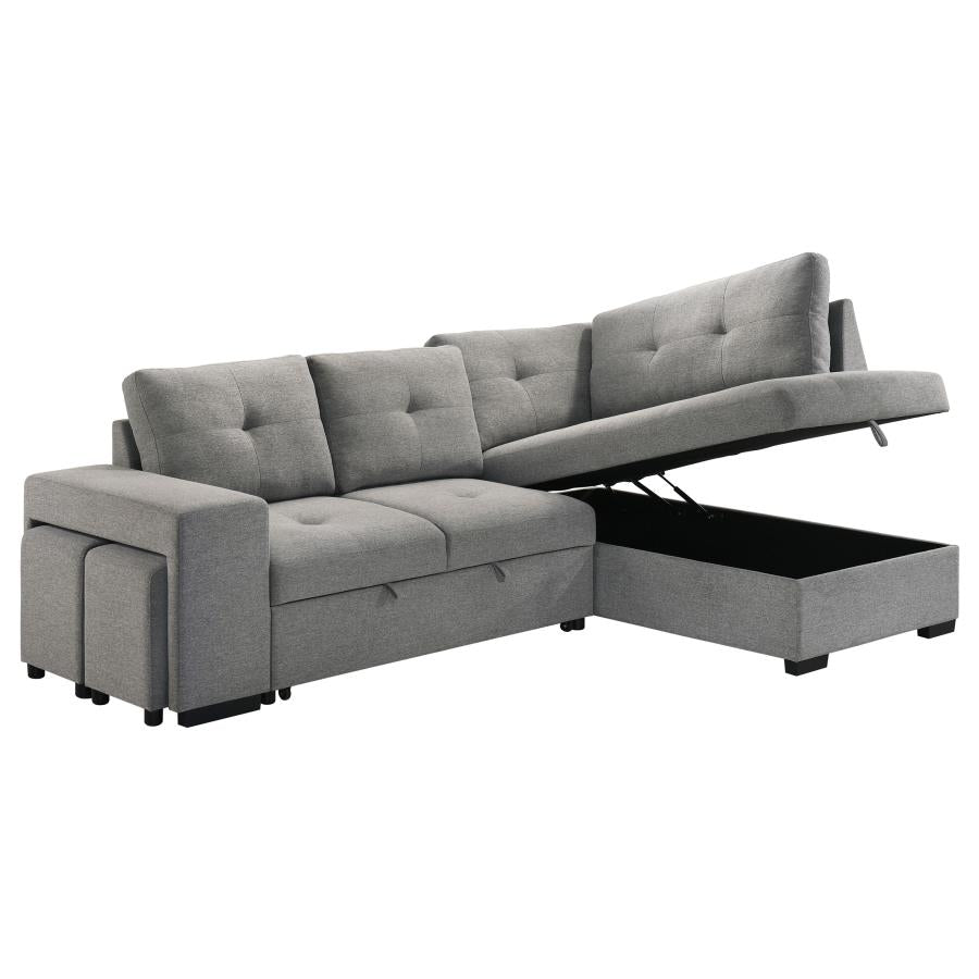 Roanne Fabric Upholstered Sleeper Sectional Sofa Grey