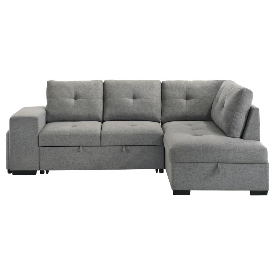 Roanne Fabric Upholstered Sleeper Sectional Sofa Grey