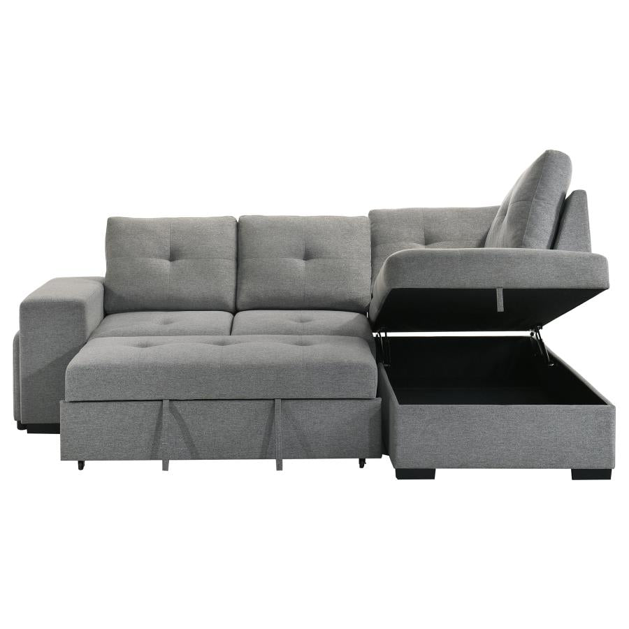 Roanne Fabric Upholstered Sleeper Sectional Sofa Grey