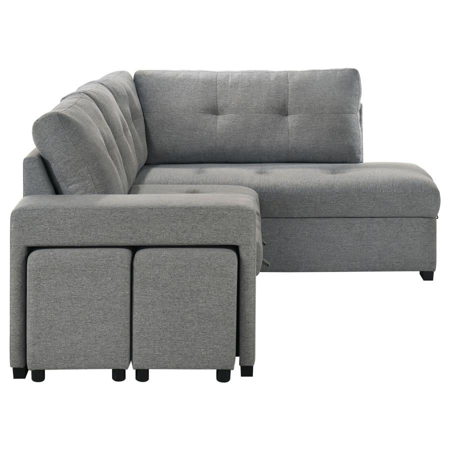 Roanne Fabric Upholstered Sleeper Sectional Sofa Grey