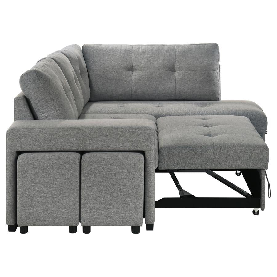 Roanne Fabric Upholstered Sleeper Sectional Sofa Grey