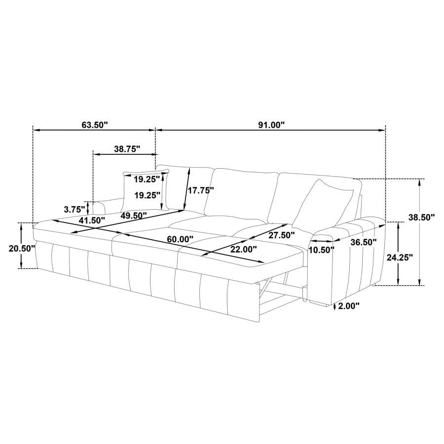 Pastrana Upholstered Sleeper Sectional Sofa LAF Chaise