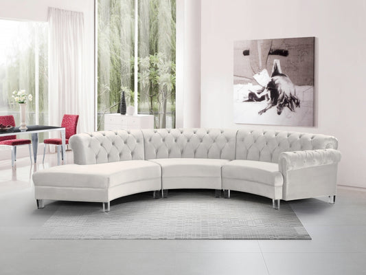 Anabella Modular Velvet Sectional SKU: 697Skyblu-Sec-3PC