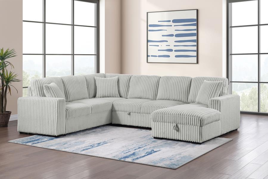 Devonshire Sleeper Sectional Sofa with Storage Chaise – Grey 501208