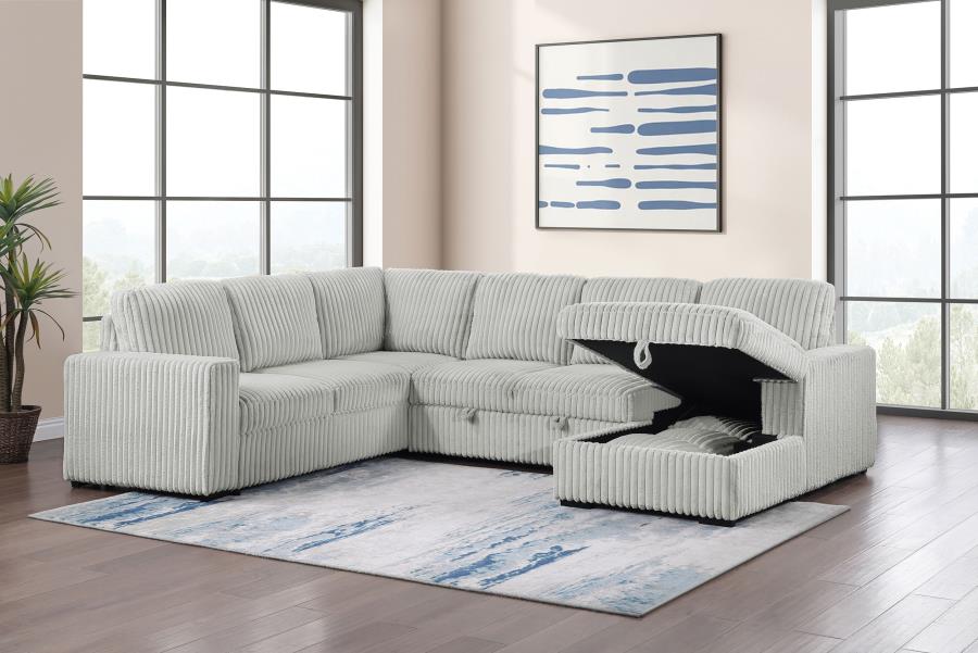 Devonshire Sleeper Sectional Sofa with Storage Chaise – Grey 501208